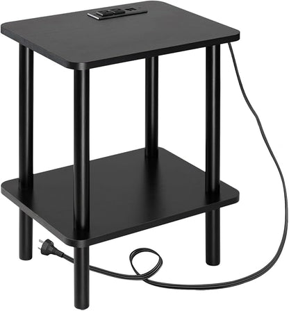 FORAOFUR End Table with Charge Station, Narrow Side Table by FORAOFUR