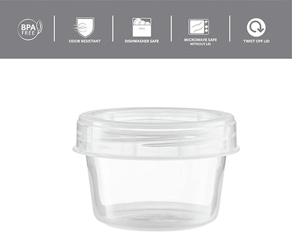(4 Ounce 10 Pack) Clear Twist cap Containers Clear with Screw on Lids Twist Top Food Storage Freezer Containers