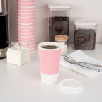 Restaurantware 16 Ounce Ripple Wall Disposable Coffee Cups, 500 Insulated Light Pink Paper Tumblerss for Hot Drinks like Tea and More, Rolled Rim Design, Lids Sold Separately