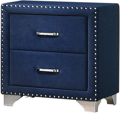 Pemberly Row 2-Drawer Velvet Upholstered Nightstand, Pacific Blue, 25.5" H x - Image 7