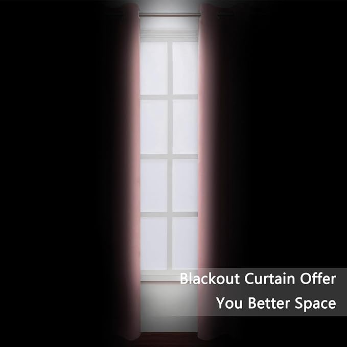 Pink Blackout Curtains 40 x 63 Inch Length/Set of 2 Curtain Panels/Thermal - Image 3