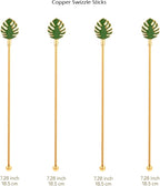 Palm leaf Drink Stirrer Sticks Stainless Steel Coffee Beverage Stirrers，Set of 4 Cocktail Swizzle Stick,7.5", Multicolor