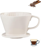 Pour Over Coffee Maker, Single Cup Coffee Dripper, Manual Porcelain Slow Brewing Accessories for Travel, Camping, Office, Home, Cafe, Coffee Gifts (White, Medium)