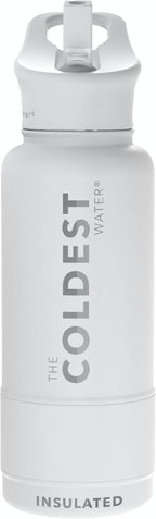 Coldest Insulated Water Bottle with Straw Lid - Stainless Steel Metal Insulated Bottle for Men & Women (Epic White, 32 oz)