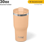 RTIC 30oz Essential Tumbler with Lid, Insulated, Stainless Steel, Metal, Double Wall Vacuum-Insulation, Ceramic Lined, Travel Cup for Iced Coffee, Tea, Hot and Cold Drink, Peach Tea