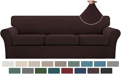 Turquoize 4 Piece Sofa Covers for 3 Cushion Couch Sofa Slipcover Soft Couch by Turquoize