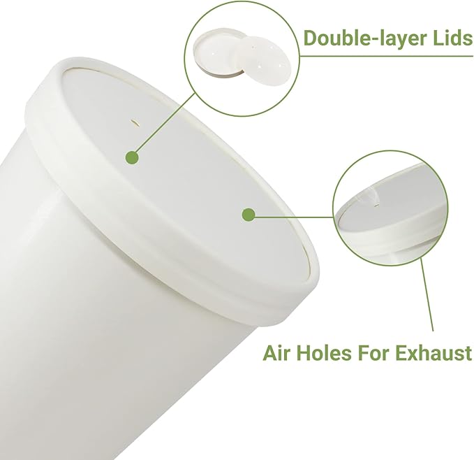 30 Sets 32 oz Paper Ice Cream Cups with Lids, Paper Food Containers With Vented Lids, To Go Hot Soup Bowls For Restaurants, Take Outs, or To-Go Lunch