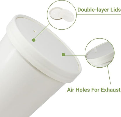 30 Sets 32 oz Paper Ice Cream Cups with Lids, Paper Food Containers With Vented Lids, To Go Hot Soup Bowls For Restaurants, Take Outs, or To-Go Lunch