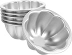 6pcs Egg Tart Molds Muffin Tin Pans Mini Single Cupcake Baking Molds Flower Shaped Aluminum Alloy Pudding Cups for Kitchen Cooking 9.5cm Cake Stencil