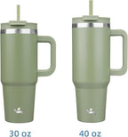 40 oz Tumbler with Handle and 2 Straws,2 in 1 Lid Insulated Water Bottle Stainless Steel Travel Coffee Mug,Army Green