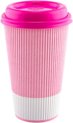 Restaurantware 16 Ounce Ripple Wall Disposable Coffee Cups, 500 Insulated Light Pink Paper Tumblerss for Hot Drinks like Tea and More, Rolled Rim Design, Lids Sold Separately