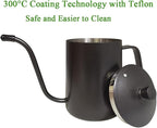 WELLLINK Pour Over Coffee Kettle 20oz 600ML, Leak Proof One-Piece 304 Stainless Steel Gooseneck Kettle with Lid, Food Grade Easy-Clean Narrow Spout & 40 Filters for Home Brewing