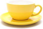 Ceramic Latte Art Cup and Saucer for Cappuccino & Manual Brew Coffee, New Bone China, Mate for Coffee Shop and Barista (Matte Yellow, 8.5 oz)