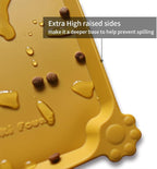 Hoki Found Silicone Pet Food Mats Tray - Dog Pet Cat Feeding Mat - Waterproof Dog Cat Food Mats -Pet Water Mats for Carpet -Honey