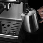 CAMKYDE Stainless Steel Milk Frothing Pitcher 12 oz, Espresso Steaming Pitcher with Decorating Pen for Espresso Machines, Cappuccino, Latte Art A Silver