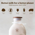 Almond Cow - Glass Pitcher with Lid and Spout, Bottle for Refrigerator, Clear Milk Jug, Food-Grade Glass Liquid Container, 60 fl oz Capacity (Pack of 8), 5 x 4 x 10 Inches