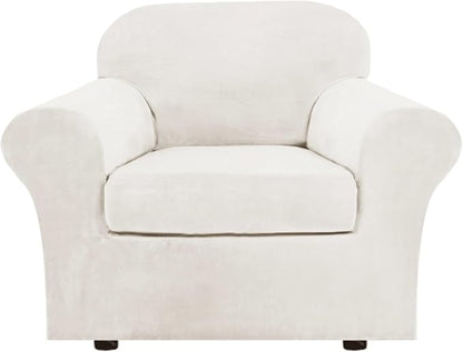 H.VERSAILTEX Rich Velvet Stretch 2 Piece Chair Cover Chair Slipcover Sofa Cover by HVERSAILTEX