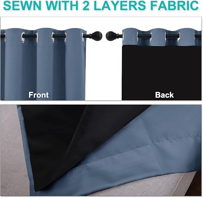 NICETOWN Full Shading Curtains 90 inches Long 2 Panels Set - Image 5