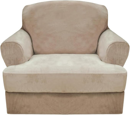 CUCRAF T Cushion Sofa Cover 2 Piece Armchair Slipcovers, Soft Thick Velvet by CUCRAF