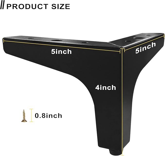 AODIOU Furniture Legs Metal Feet: Cabinet Legs 4 Inch Triangle Feet Replacement - Image 2