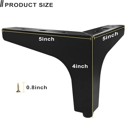 AODIOU Furniture Legs Metal Feet: Cabinet Legs 4 Inch Triangle Feet Replacement - Image 2