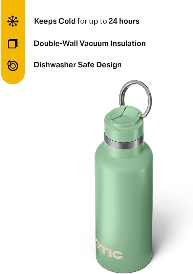 RTIC 16oz Journey Bottle Metal Stainless Steel Vacuum Insulated, BPA Free, Reusable, for Water, Hot and Cold Drinks, Travel, Sports, Camping, Sage