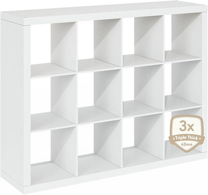 Furinno Cubicle Book Shelf, 12-Cube Bookshelf, Triple Thick Frame Cube Storage - Image 9
