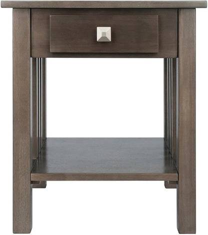 Pemberly Row Transitional Solid Wood Storage End Table, Oyster Gray Finish - Image 5