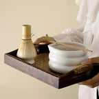 7-piece matcha kit includes matcha bowl. white speckled matcha tea set with bamboo whisk -, sifter, scoop, stainless steel filter, tea caddy, cloth & gift box - for matcha green (4)
