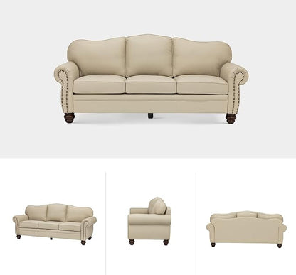 81" Genuine Leather Sofa, Classic 3-Seater Couchs - Image 7