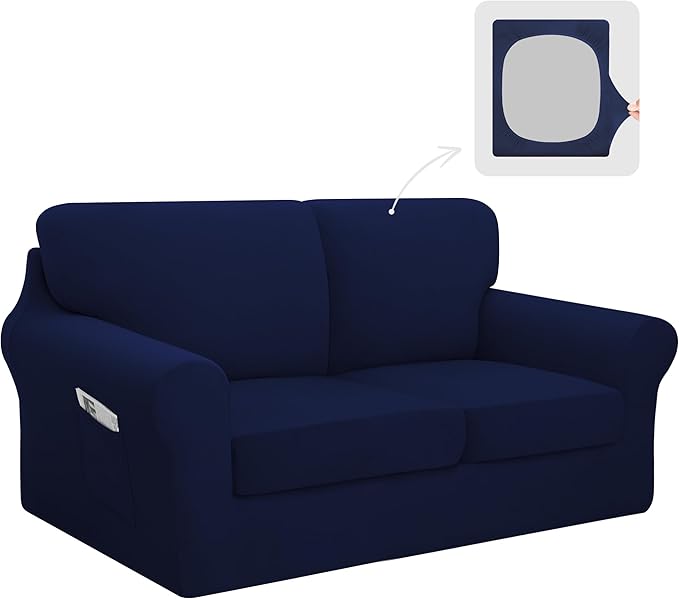 Easy-Going 5 Pieces Stretch Loveseat Cover Washable Loveseat Slipcover Set by Easy-Going