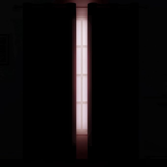Red Thermal Blackout Curtains/38 x 84 Inch/Set of 2 Panels Room Darkening - Image 3