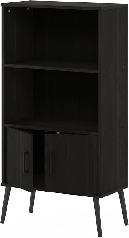 Furinno Claude Mid Century Style Accent Wooden Leg Bookcase Cabinet - Image 7