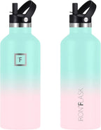 IRON °FLASK Camping & Hiking Hydration Canteens - 3 Lids (Narrow Straw Lid) Leak Proof Vacuum Insulated Stainless Steel - Hot & Cold Double Walled Sports Water Bottle - Bubble Gum, 32 Oz