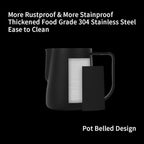 watchget Milk Frothing Pitcher 250ml/8oz Stainless Steel Espresso Steaming Pitcher Milk Coffee Cappuccino Latte Art Barista Steam Pitcher Milk Frothing Jug, Black