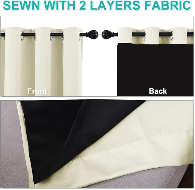 NICETOWN Cold Reducing Curtains, Kitchen Short Full Blackout Curtain Panels - Image 5