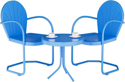 3 Pieces Patio Bistro Set, Retro Metal Outdoor Seating Conversation, 2 C-Spring - Image 7