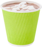 Restaurantware 8 Ounce Double Wall Disposable Coffee Cups, 500 Insulated Light Green Paper Tumblers, Ripple Wall Design, Lids Sold Separately for Hot Drinks like Tea, Hot Chocolate, and More