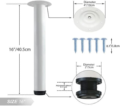 QLLY 16 Inch Adjustable Metal Coffee Table Legs, Heavy Duty Round Furniture Legs - Image 2