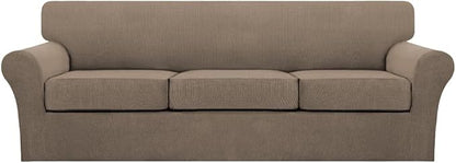 Turquoize 4 Piece Sofa Covers for 3 Cushion Couch Sofa Slipcover Soft Couch by Turquoize