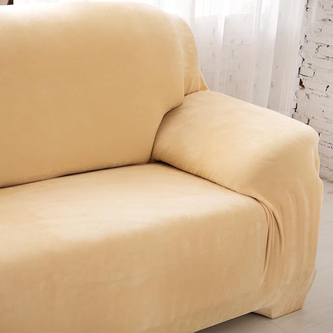 vctops 1-Piece Velvet Plush Stretch Loveseat Sofa Slipcover - Image 3