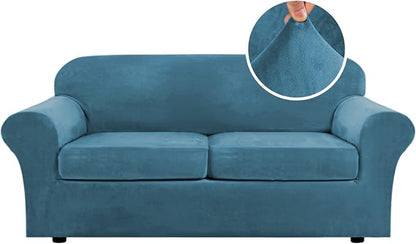 H.VERSAILTEX Real Velvet Plush 3 Piece Stretch Sofa Covers Couch Covers by HVERSAILTEX