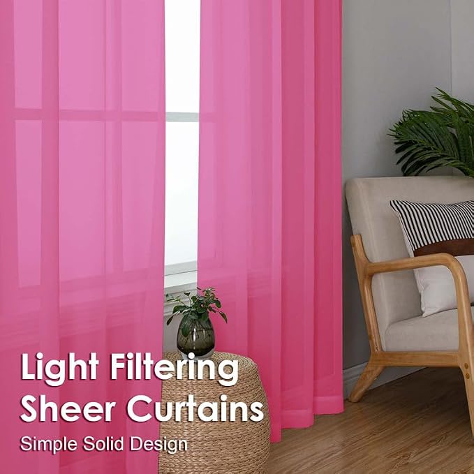 Hot Pink Sheer Curtains 78 Inches Long 2 Panels - Image 5