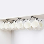 Cabinet Hook Mug Holder - Hanging Coffee Cup Rack for Kitchen, Under Cabinets Metal Hangers Organizer Shelf Storage Utensil （Black）