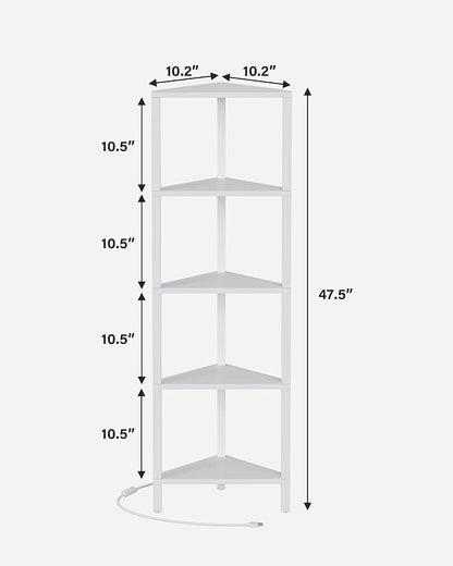 TUTOTAK Corner Shelf with LED Light, 5-Tier Corner Bookshelf - Image 2