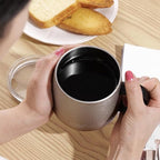 TYESO Office Coffee Mug,Vacuum Insulated Mug Double Wall Stainless Steel Tumbler Cup (Black, 16 oz)
