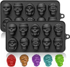 10 Cavity Skull Chocolate Molds,Halloween Silicone Skull Candy Mold for Jelly Crayon Resin, Pack of 2