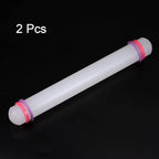 HARFINGTON 2pcs Fondant Rolling Pin 9 Inch x 0.98 Inch Adjustable Guide Rings Non-Stick PP Plastic Fondant Roller Dough Roller Kitchen Decorating Tools for Cookie Pastry Pizza Clay