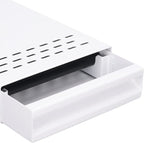 Coffee Knock Box Drawer, stainless steel Coffee Powder Box, Coffee Knock Box with Removable Rubber Strike Wood Pole and Non Slip Base (White)