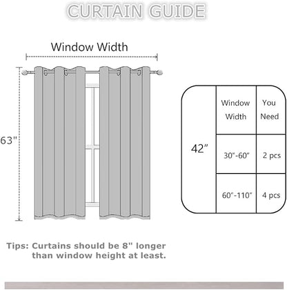 Beige Thermal Blackout Curtains/42 x 63 Inch/Set of 2 Panels Room Darkening - Image 4